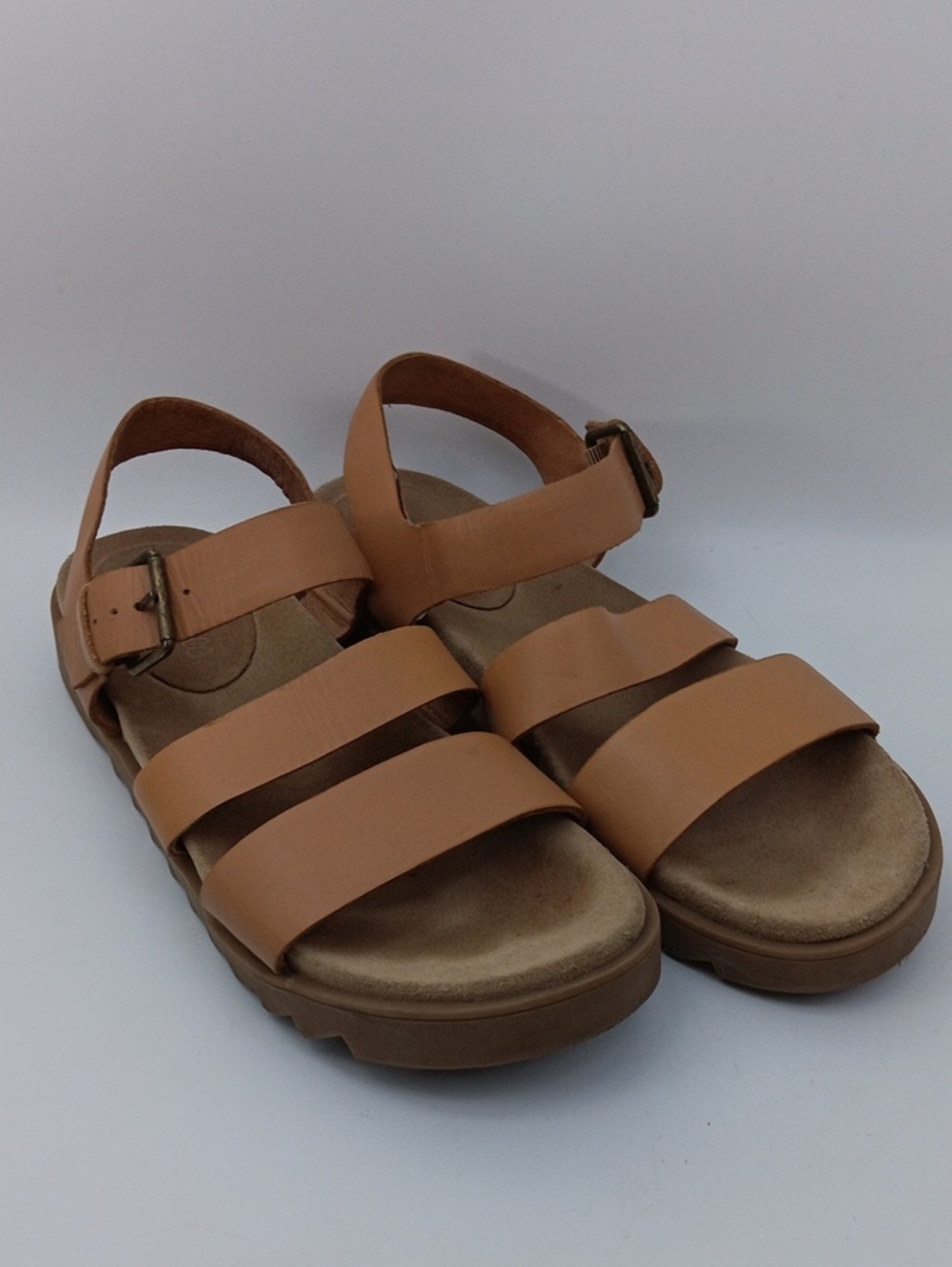 Madewell Tan Triple-Strap Buckle Sandals SIZE 9.5